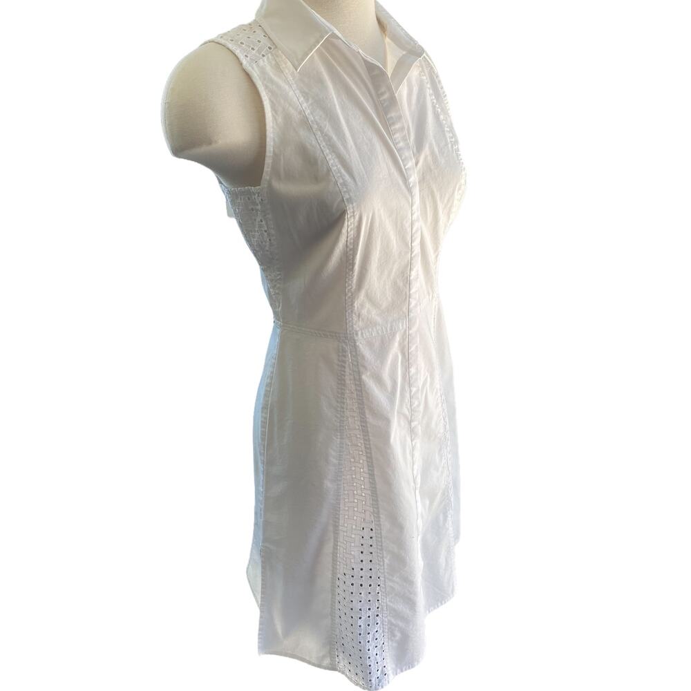WHBM eyelet inset white sleeveless shirt dress 6